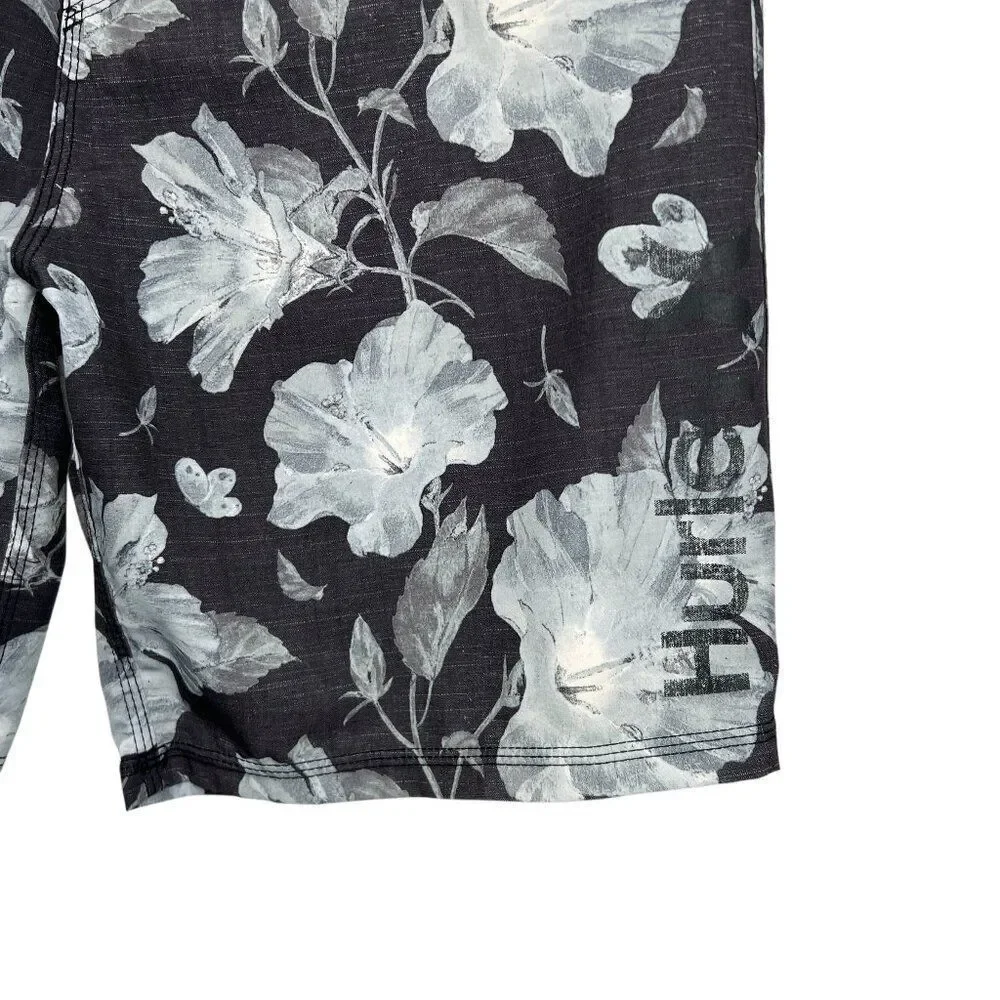 Hurley Men's Size 32 Phantom Black &‎ Gray Floral Print Boardshorts